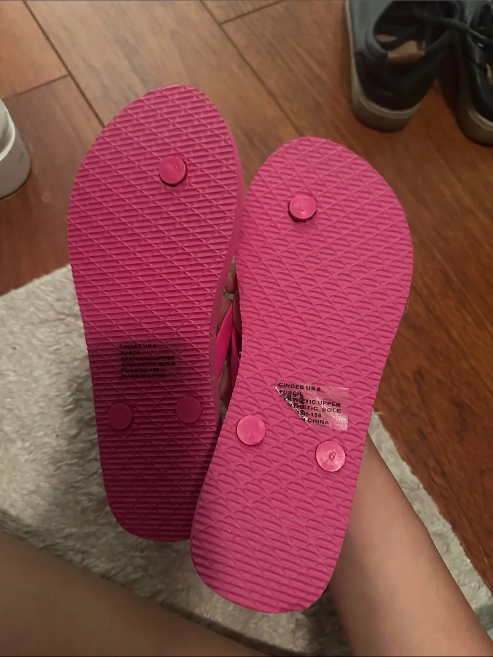 bebe Hot Pink Rhinestone-Trim Flip Flop Sandals